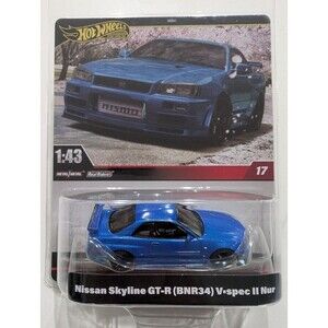 Hot Wheels Premium 1:43 Real Riders Nissan Skyline GT-R BNR34 V-Spec II Nur #17